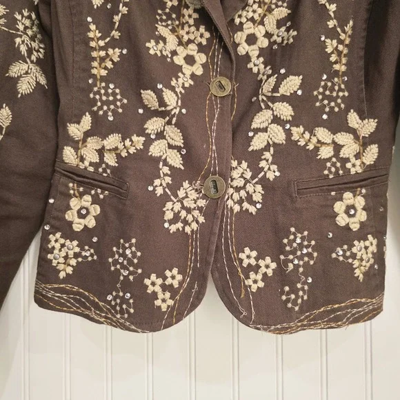 Paparazzi By Biz Embroidered Floral Jacket Size Medium - Picture 5 of 11